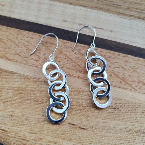 Sterling Interlocking Circles Earrings by C^A - Picture 4 of 12